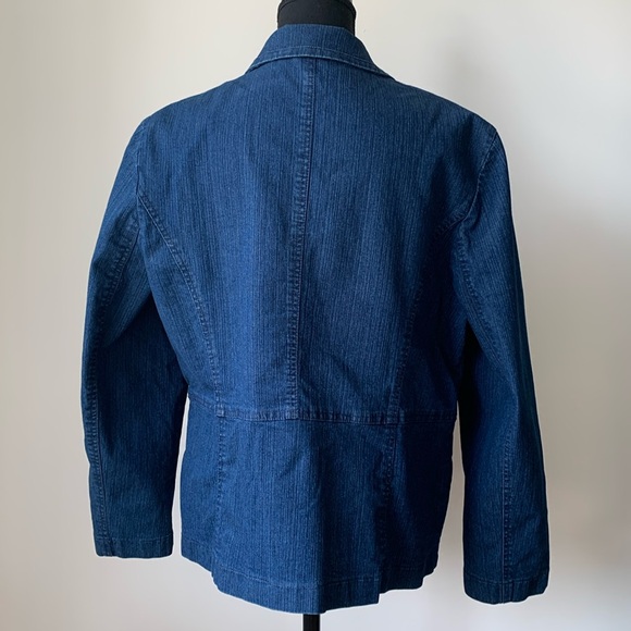Vintage Miss Alliage Collection Blue Dark Wash Denim Sport Coat - Size 14 Petite - Picture 2 of 5
